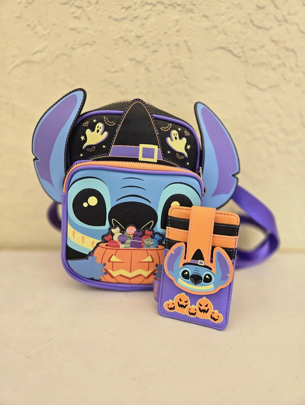 Kids Purple Halloween Stitch Crossbody Bag